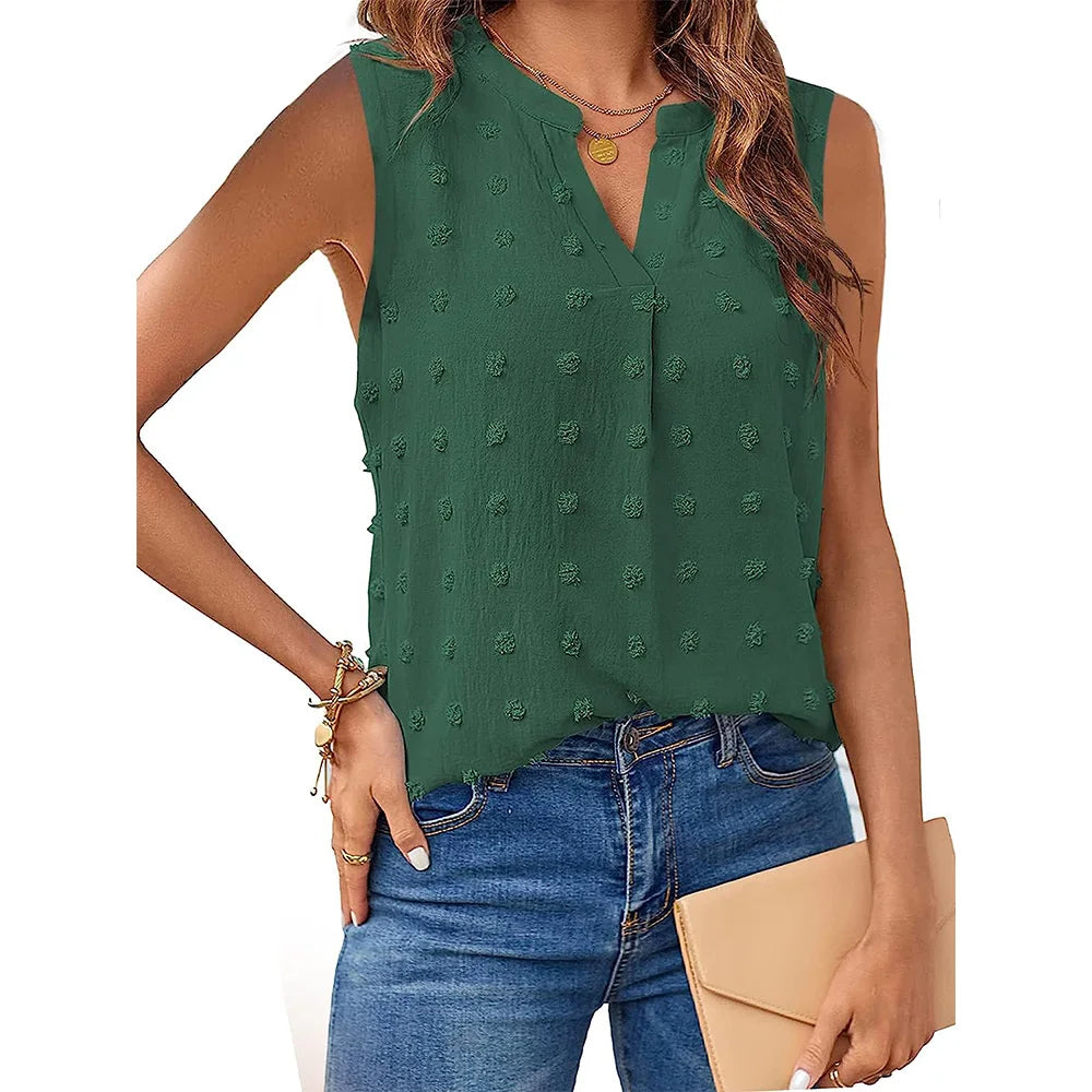 Damen-Top, ärmellose elegante Baumwolle-4