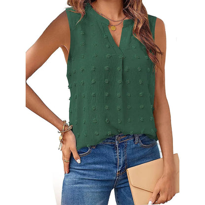 Damen-Top, ärmellose elegante Baumwolle-4
