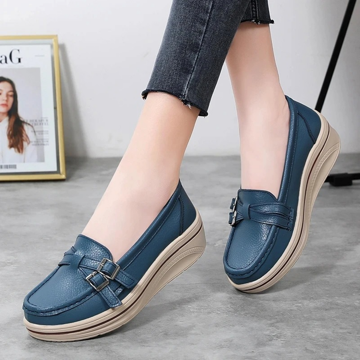 Variant image for Herrenschuhe, Leder, Retro Schnalle, dicke Sohle, komfortabler Stil-31