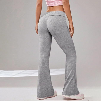 Damen-Flare-Hose, faltbar, Taillenband, weiche elastische Mischung-4