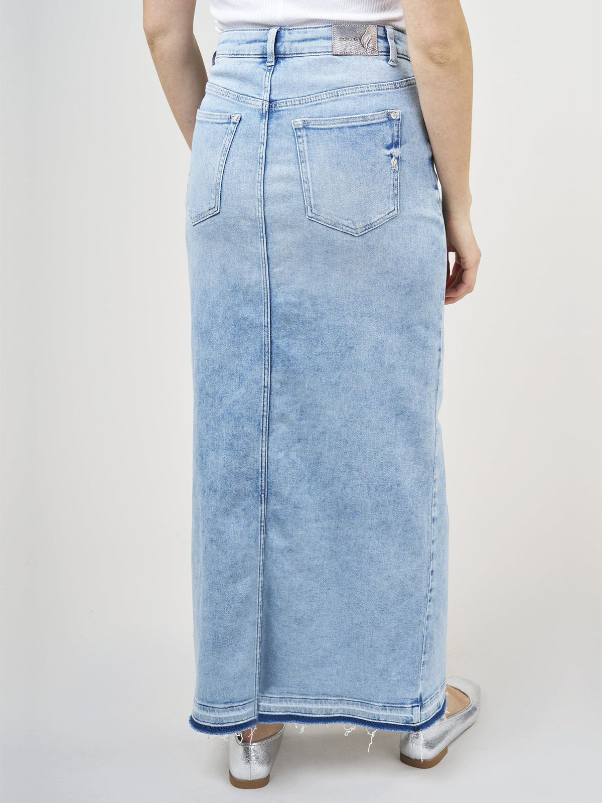 Damen-Rock, hohe Taille, Stretch, Denim, mit Schlitz-3