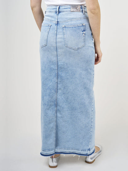Damen-Rock, hohe Taille, Stretch, Denim, mit Schlitz-3