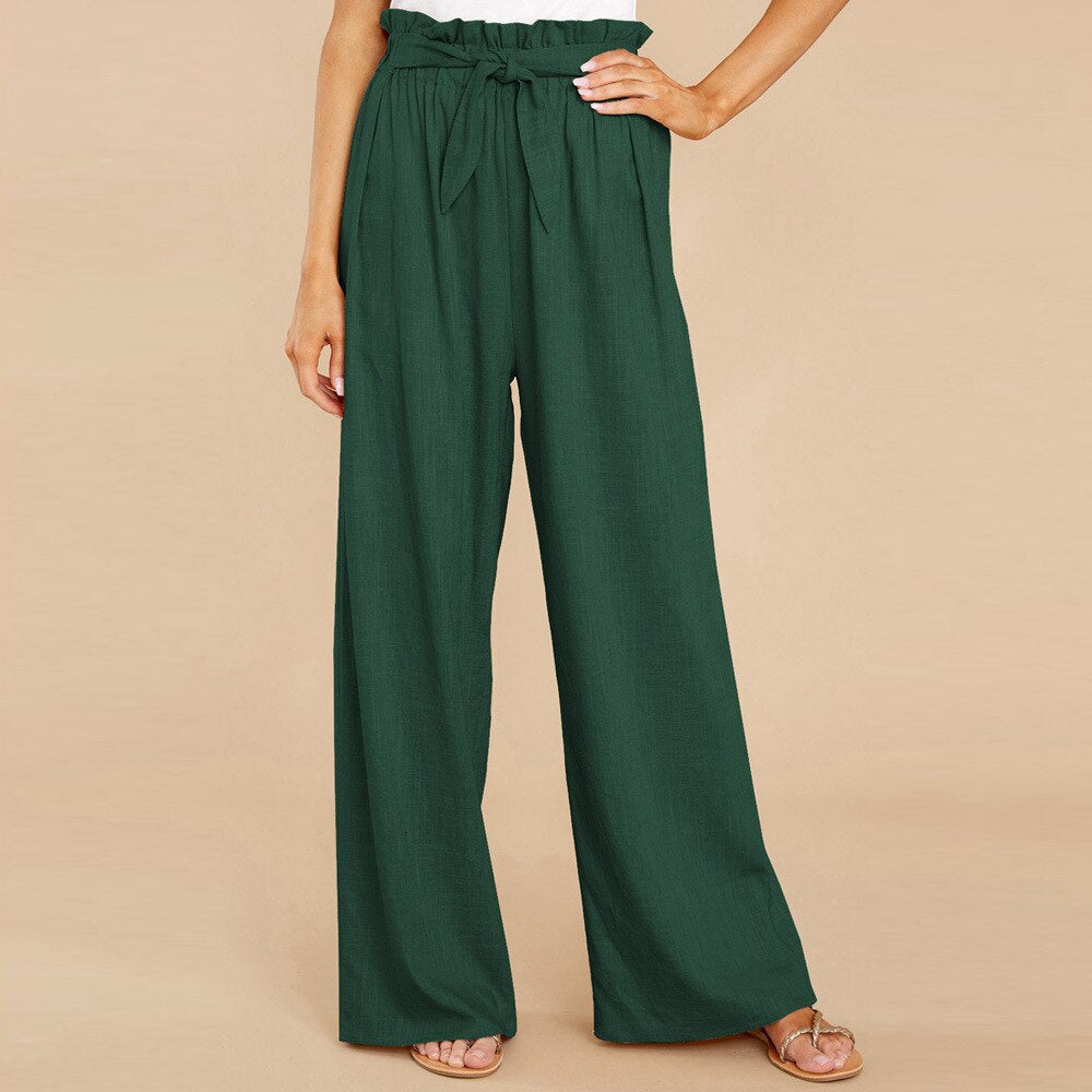 Damen-Hose, leichtes Polyester, hohe Taille-6