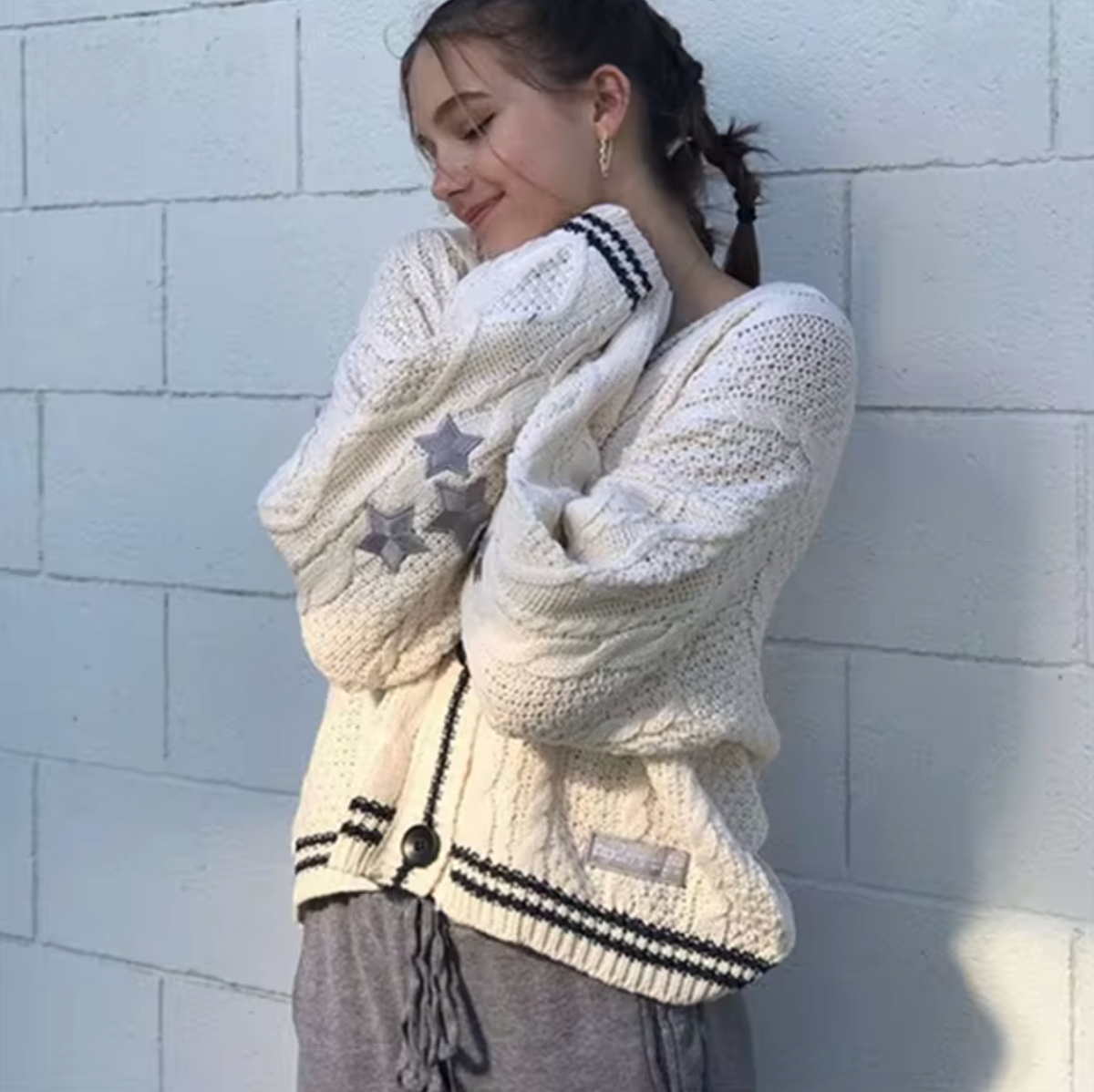 Variant image for Damen-Strickpullover, mit Sternenprint, vintage Stil, weiches Material-1