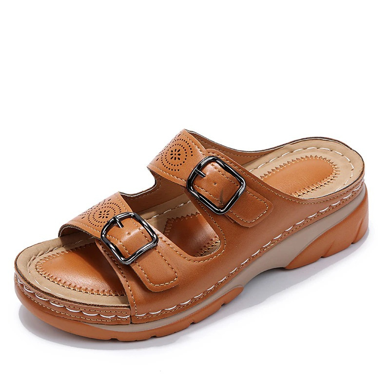 Damen-Sandalen, Leder, elegantes Design, verstellbare Riemen-2