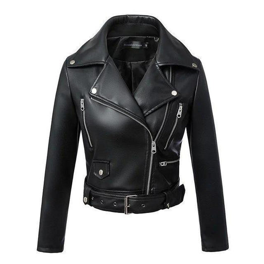 Damen-Lederjacke, langärmelig, elegant, Leder 1