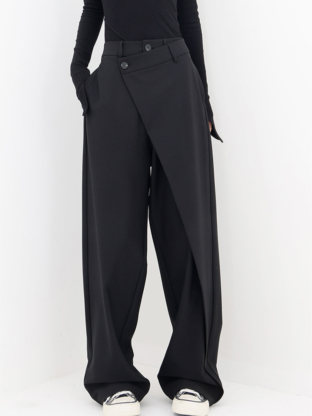 Variantenbild für Damenhose, Baggy, asymmetrisches Design, 100% Baumwolle-1