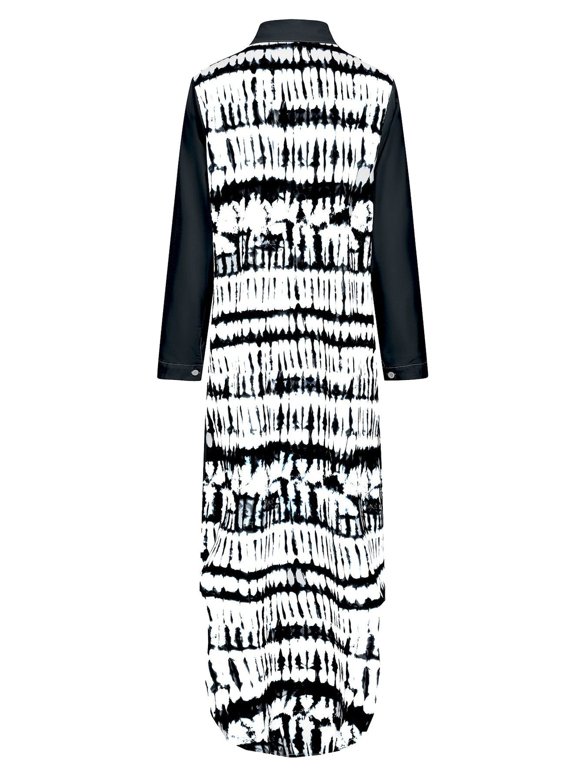 Damenkleid mit Hemdkragen und Langen Ärmeln in Polyester Colorblock-4