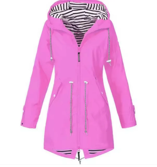 Wasserdichte Damenjacke mit Kapuze Elegantes Design Leichtes Polyester-3