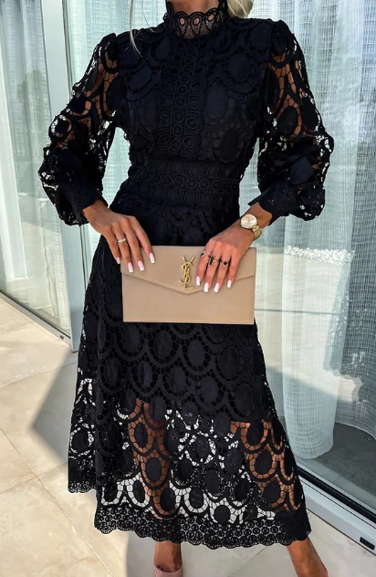 Damen-Midikleid, romantisch, leichtes Material, für Hochzeit und Feste-3