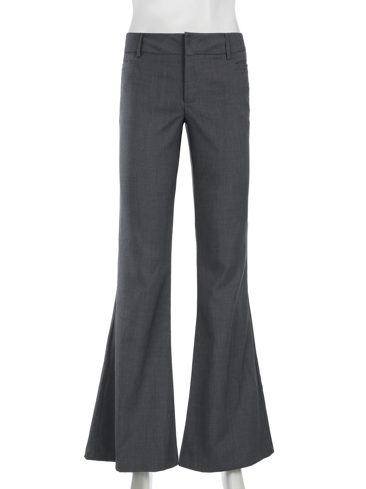 Damen-Hose, hohe Taille, Polyester, grau-3