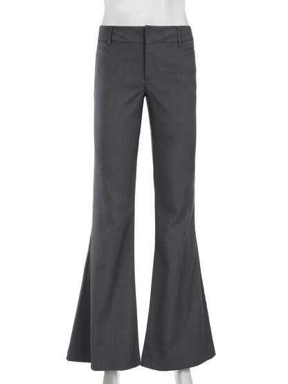 Damen-Hose, hohe Taille, Polyester, grau-3