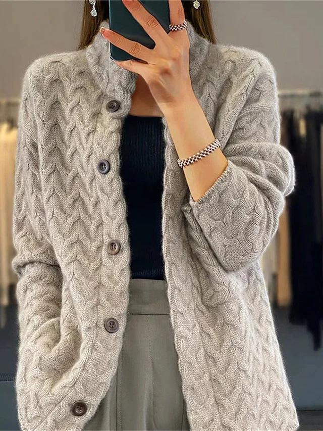 Variant image for Lange Strickjacke Damen Weich Gestrickt Offenes Design-13