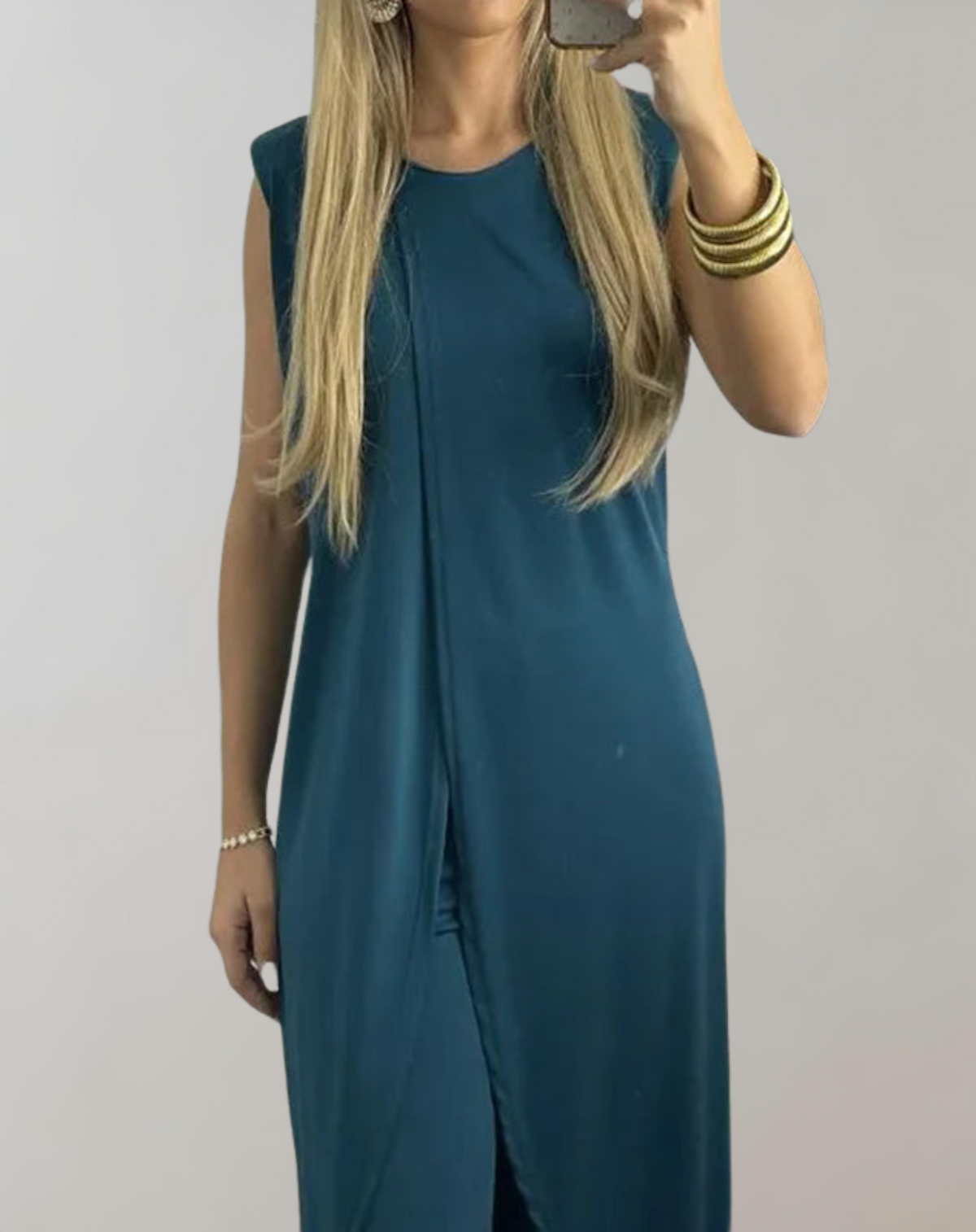 Damen-zweiteiliges Kleid, Spitzendetails, Polyester, fließender Rock-5