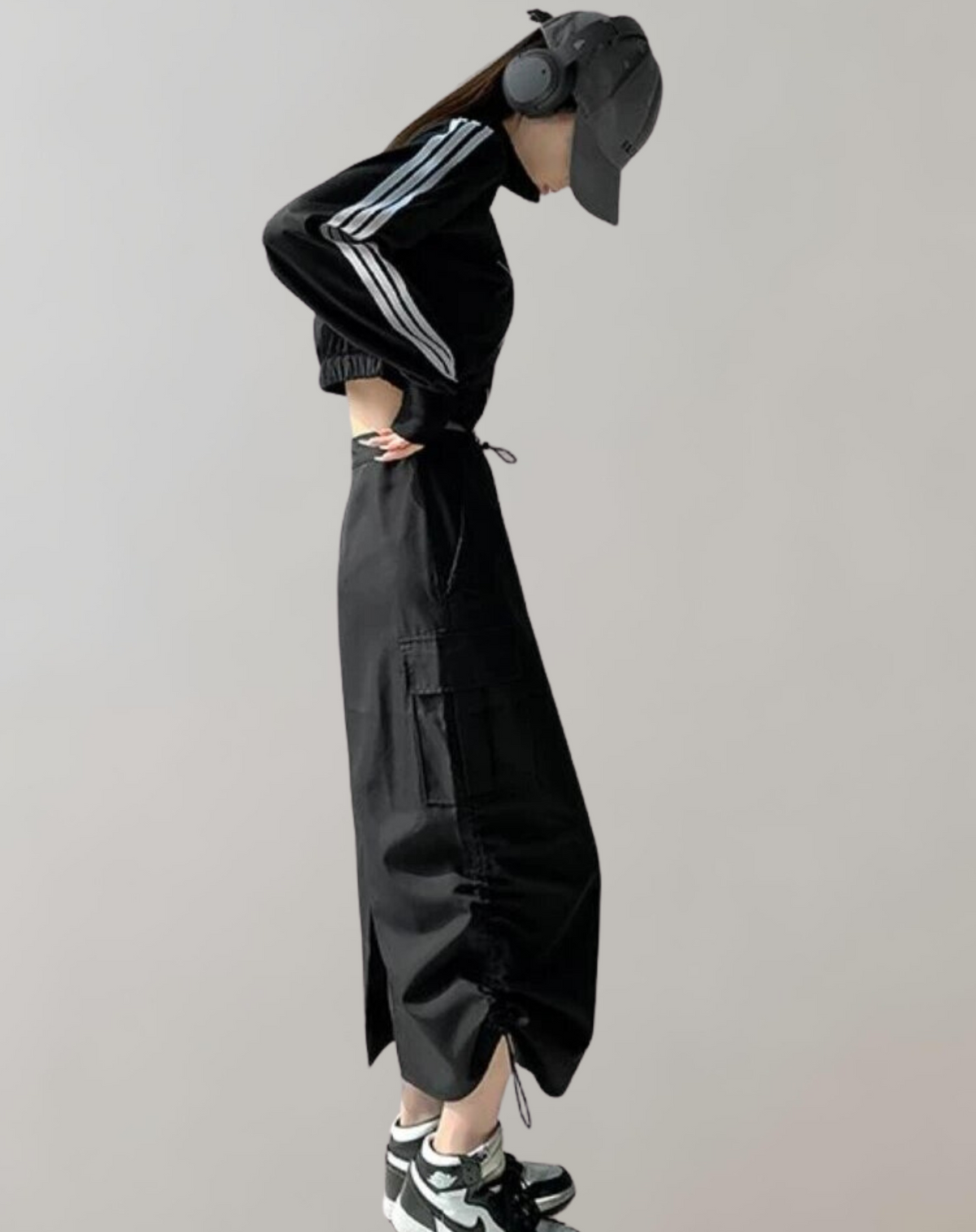 Damen-Midirock, Utility-Stil, mit Taschen aus strapazierfähigen Stoff-2