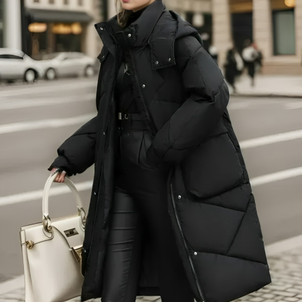 Variant image for Langer Wintermantel Damen Lässiges Design Polyester mit Taschen-23
