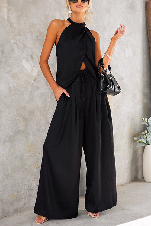 Damen-Set: Halterneck-Top, weite Hose, Polyester-2