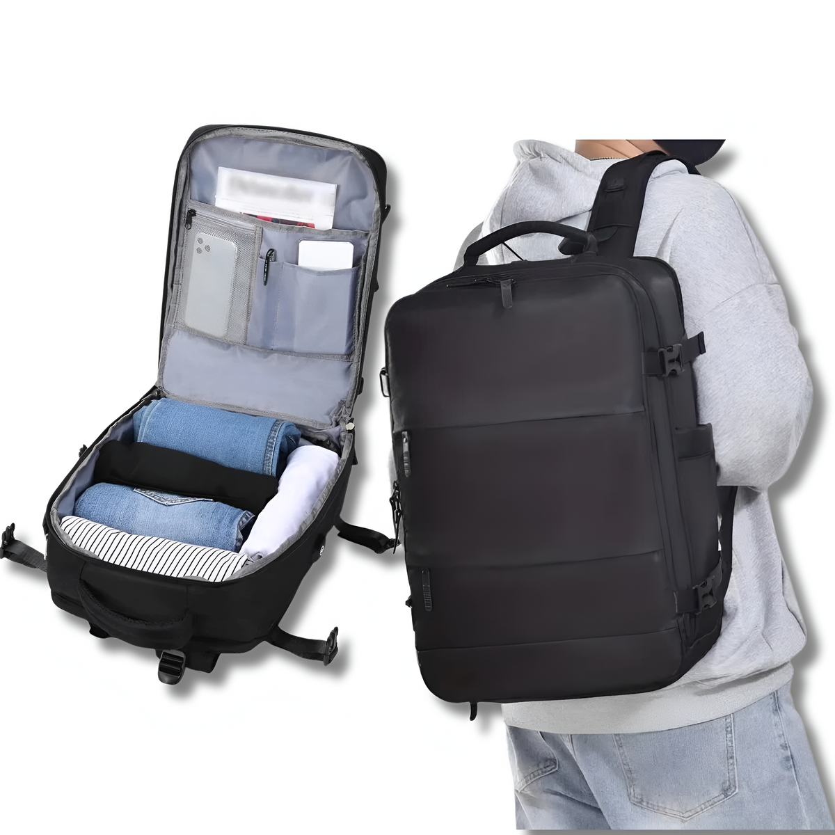 Unisex Rucksack mit großer Kapazität, USB-Ladeanschluss und ergonomischen Schultergurten 3
