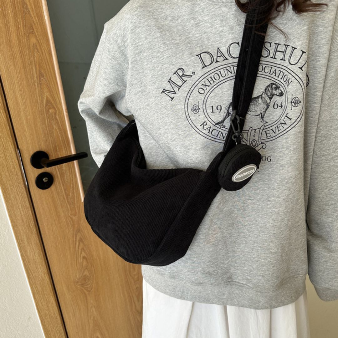 Damen Schultertasche Modernes Design Kordstoff Verstellbare Schulterriemen-6