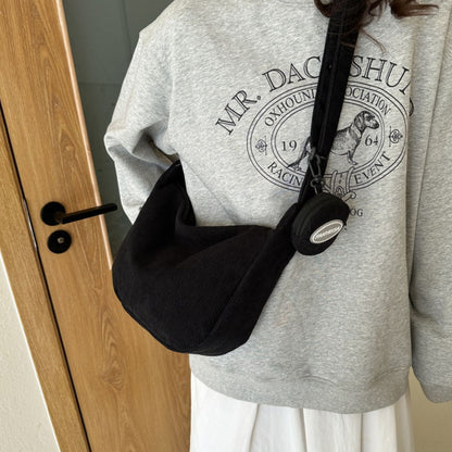 Damen Schultertasche Modernes Design Kordstoff Verstellbare Schulterriemen-6