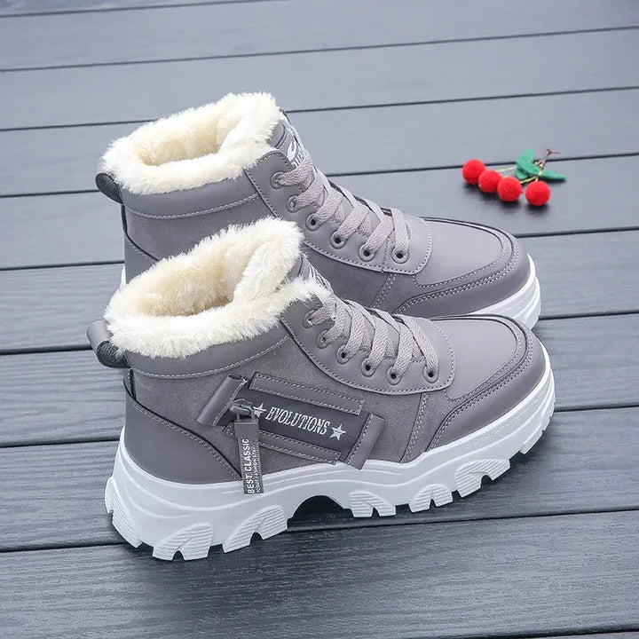 Gefütterte Damen-Winterstiefel, bequemes Gummi, Design, mit Anti-Rutsch, Sohle 6