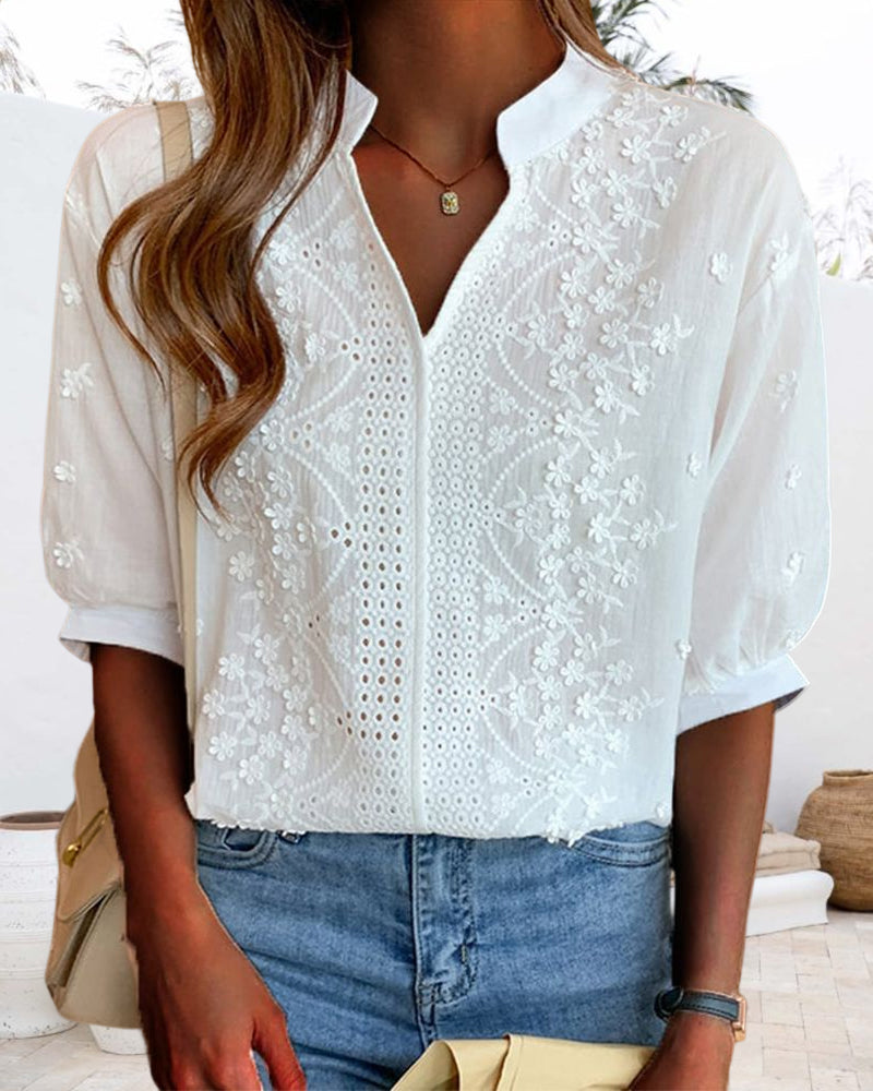 Damenbluse Puffärmel Vintage Stil hochwertiger Stoff 3