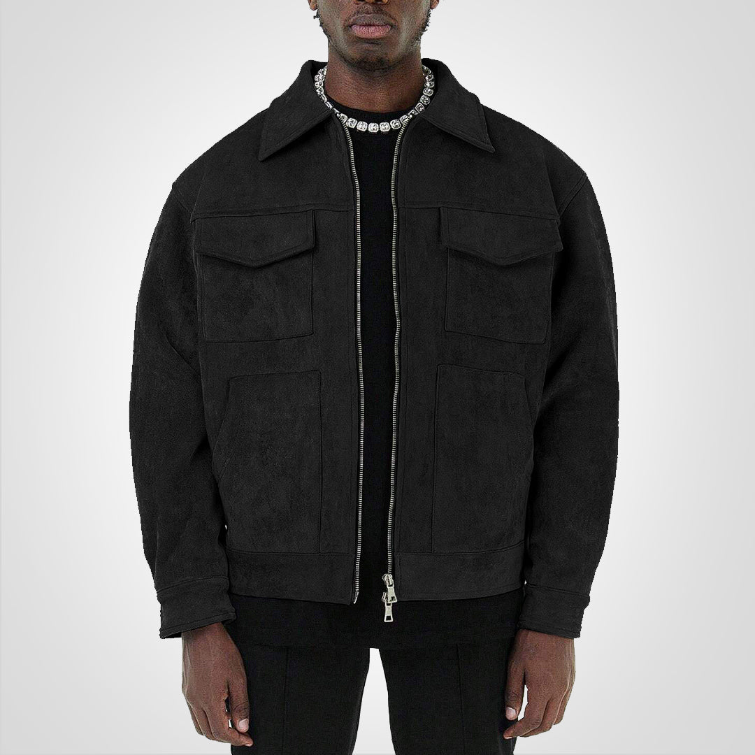 Variant image for Herrenjacke, kurzes Wildleder, mit Reißverschluss, für den Herbst-1