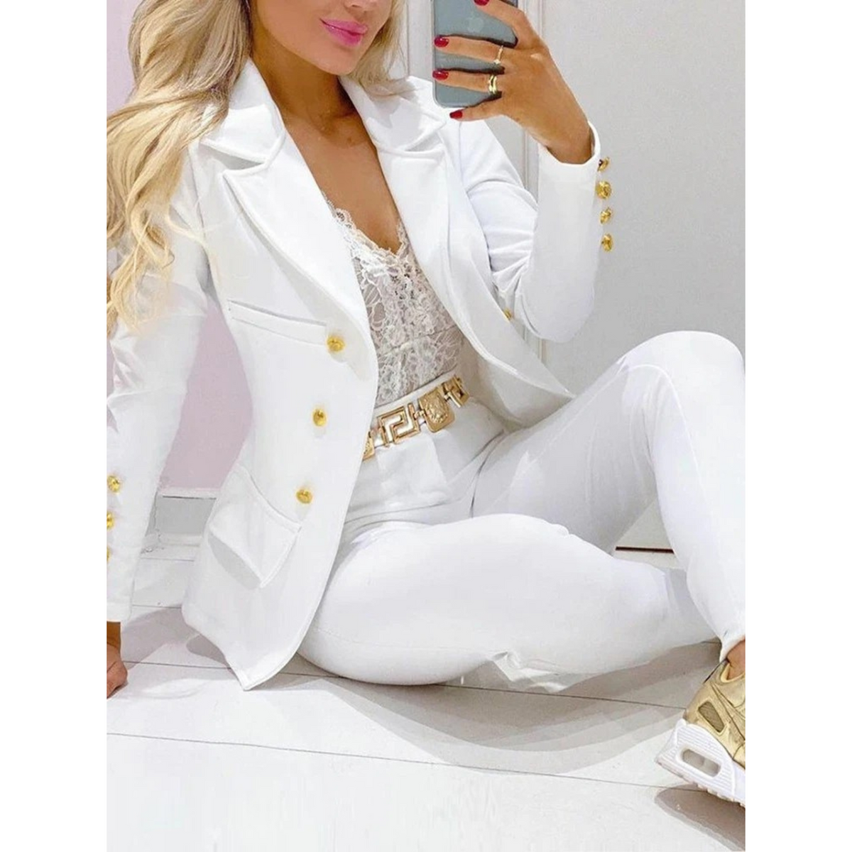 Variant image for Damen Blazer mit Groß Kragen und Hose in Polyester-13