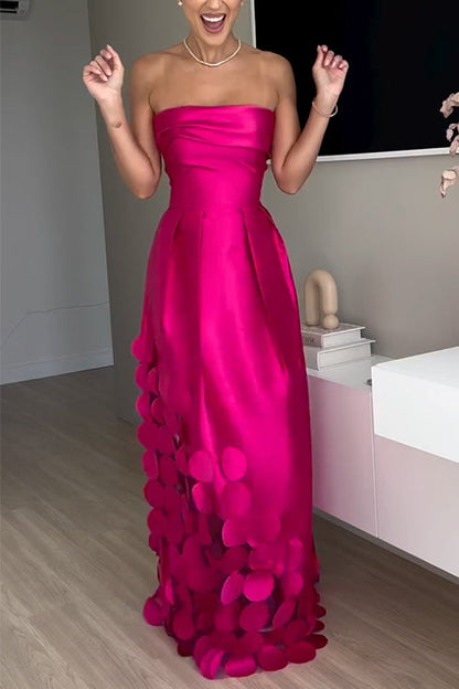 Damen-Maxikleid, trägerlos Polka Dots, Baumwolle, Polyester-3