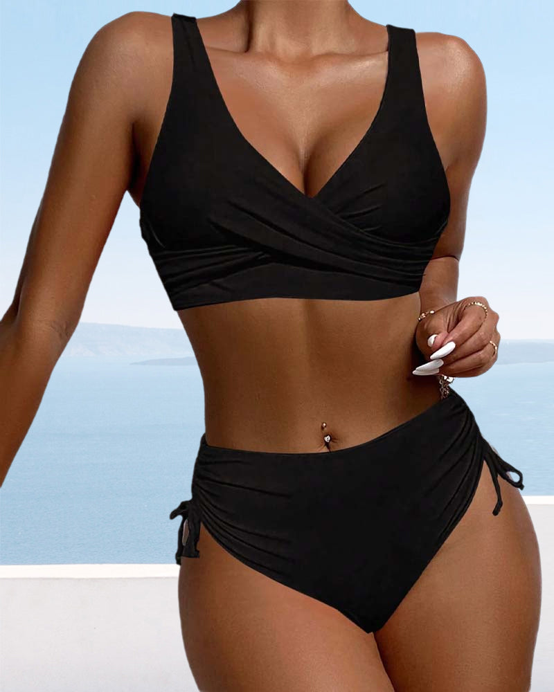 Damen Bikini Verstellbarer Schnürung Weiches Nylon Elastan-4