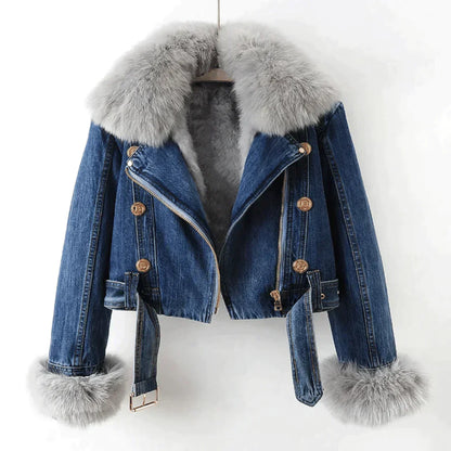 Variant image for Damen-Jeansjacke, luxuriöses Futter, Denim-6