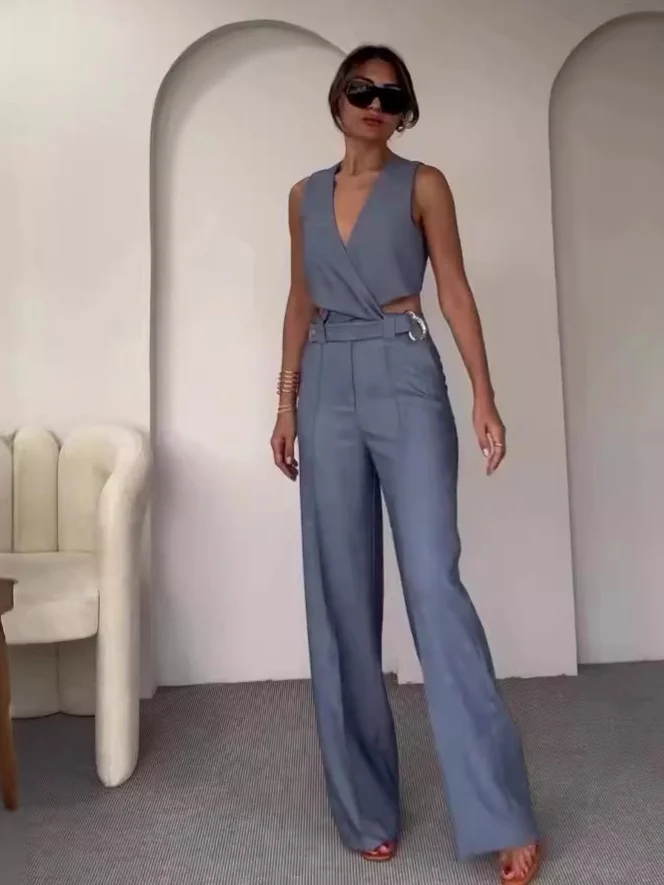 Damen-Kostüm-Set, mit Weste und Hose, aus hochwertigem Stoff-5