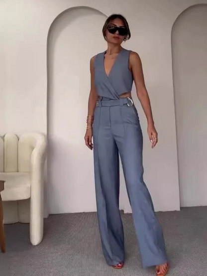 Damen-Kostüm-Set, mit Weste und Hose, aus hochwertigem Stoff-5