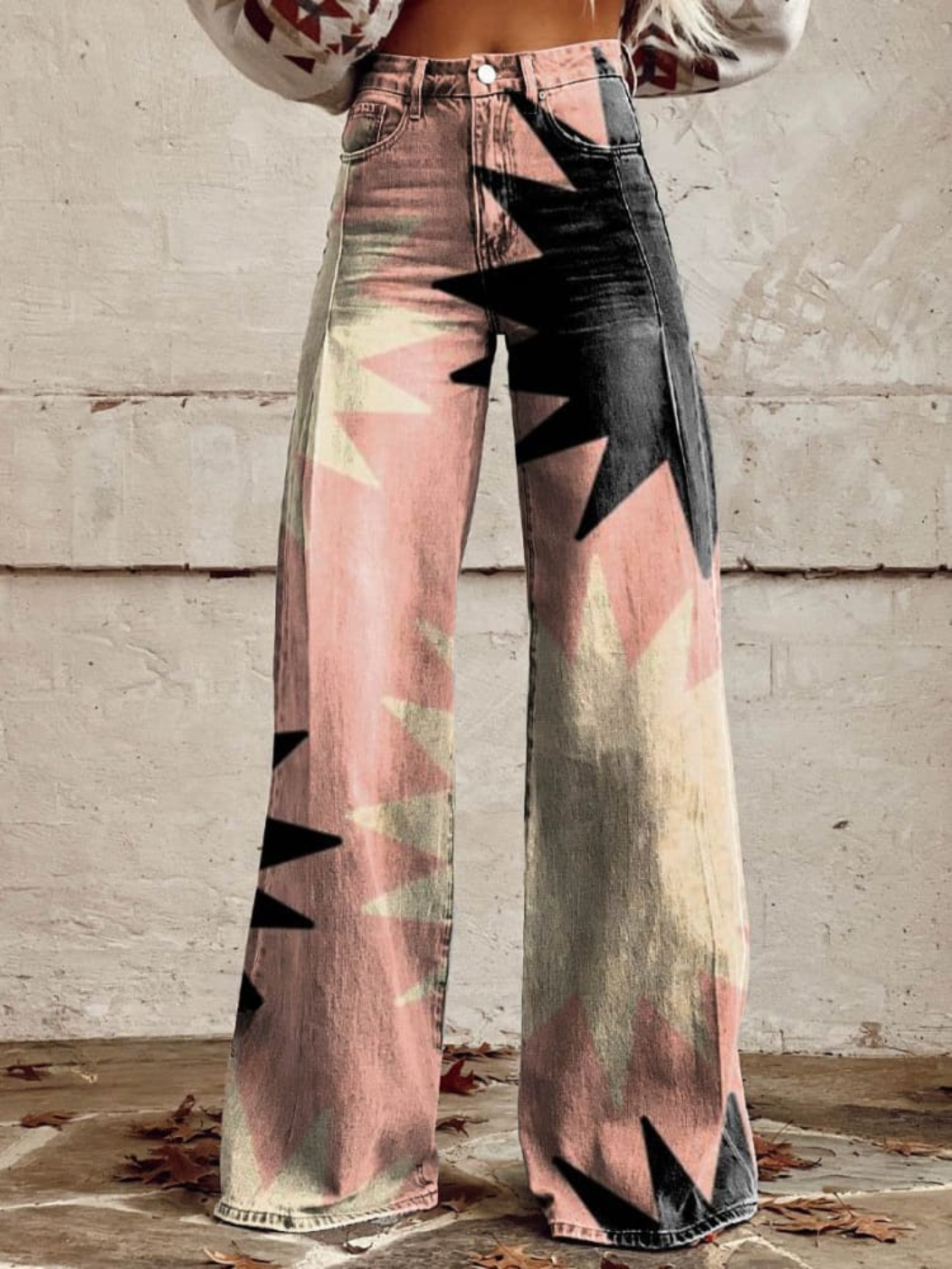 Variant image for Damen-Geometrische Hose, aus hochwertigem Polyester-1