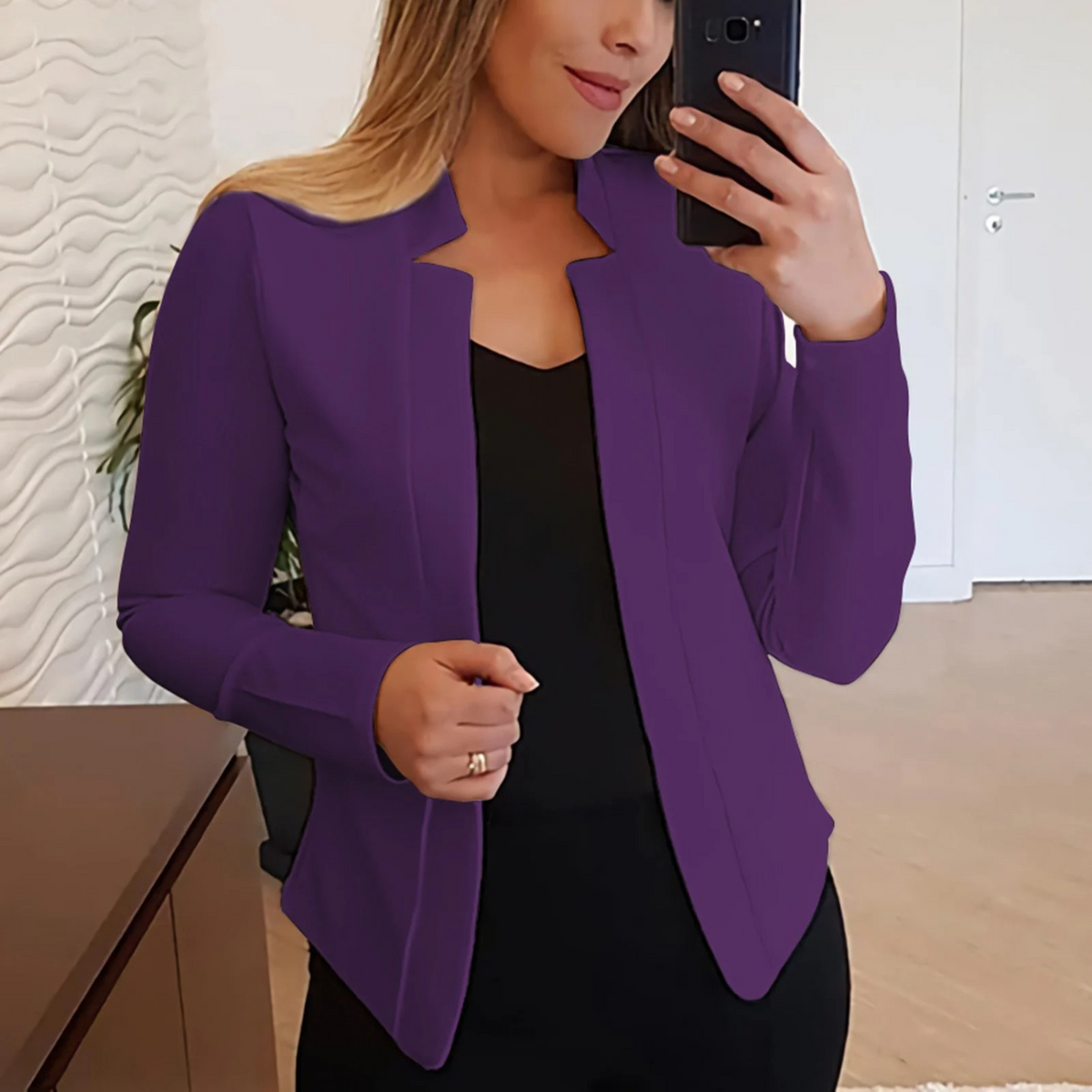 Damen Blazer Tailliertes Polyester für Büroarbeit Elegantes Design-3