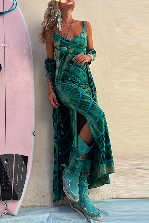 Maxikleid Damen Cami Stil Batik für Sommer - Langes Kleid aus Weiche Baumwolle und Polyester-3