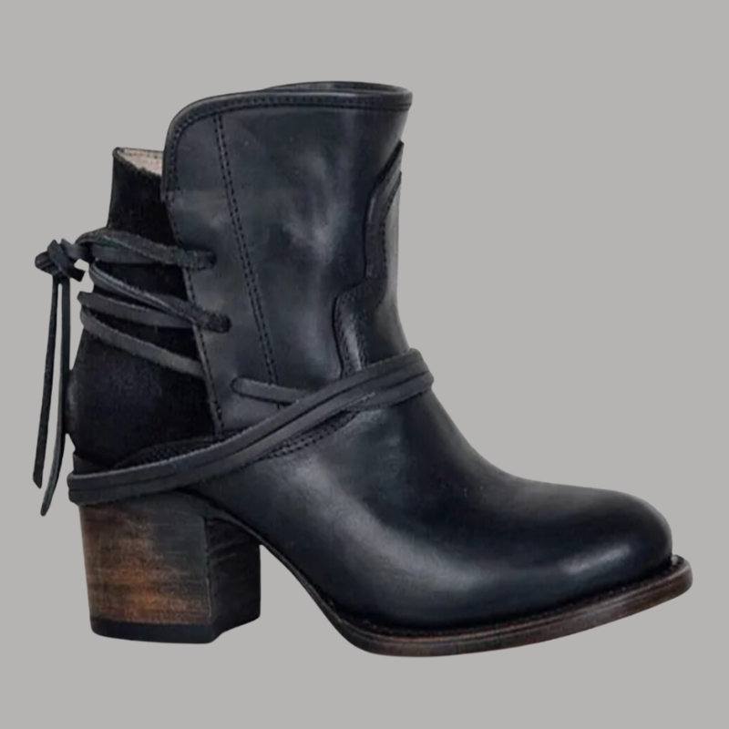 Damen Ankelstiefel Elegantes Leder-1