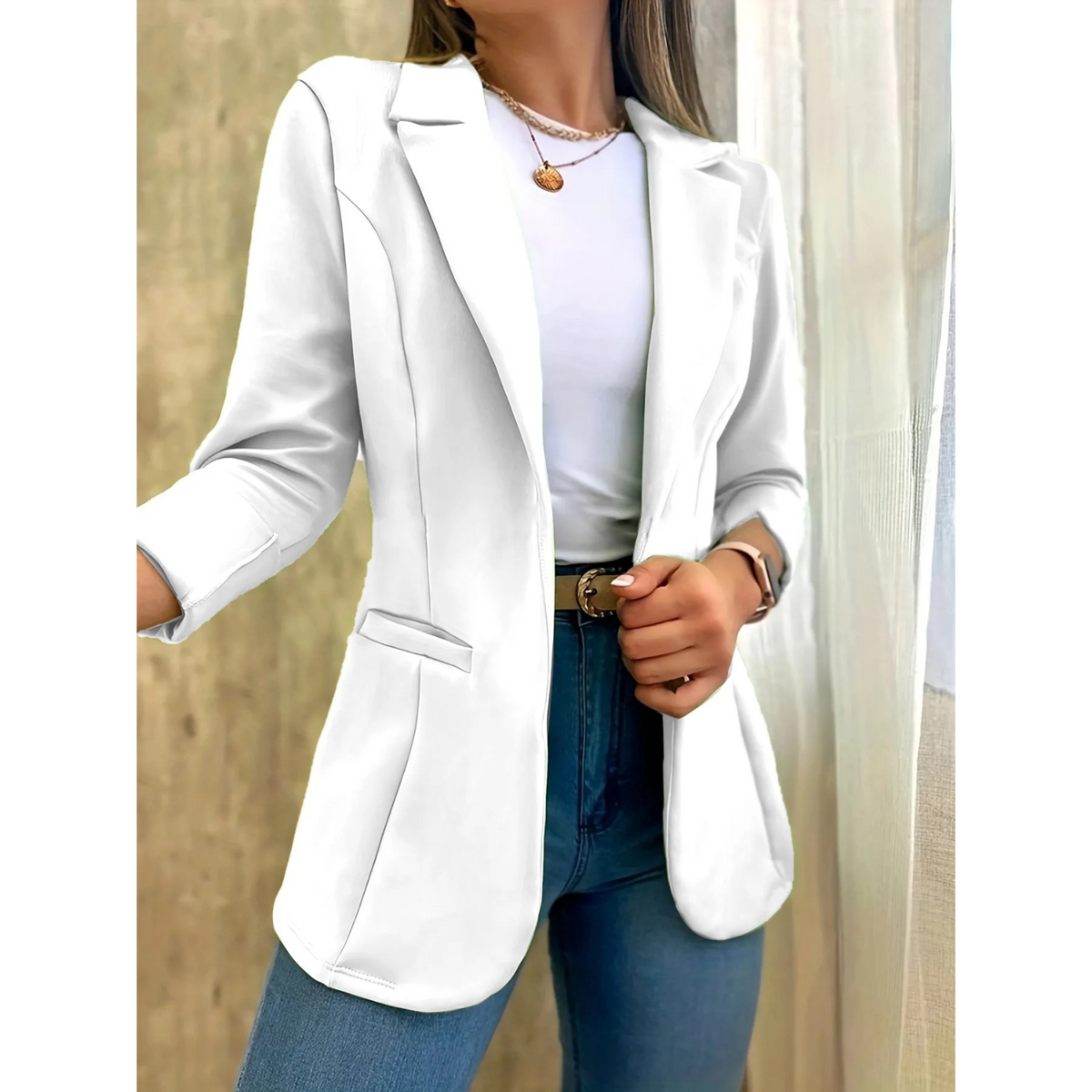 Variant image for Damen Blazer Vintage Stil Hochwertiger Stoff Elegantes Design-13