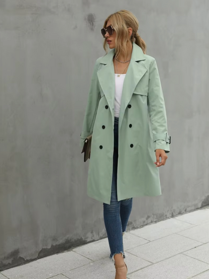 Damen-Trenchcoat, klassisches Design, Polyester, lange Ärmel-6