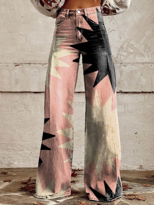 Damen-Geometrische Hose, aus hochwertigem Polyester-1