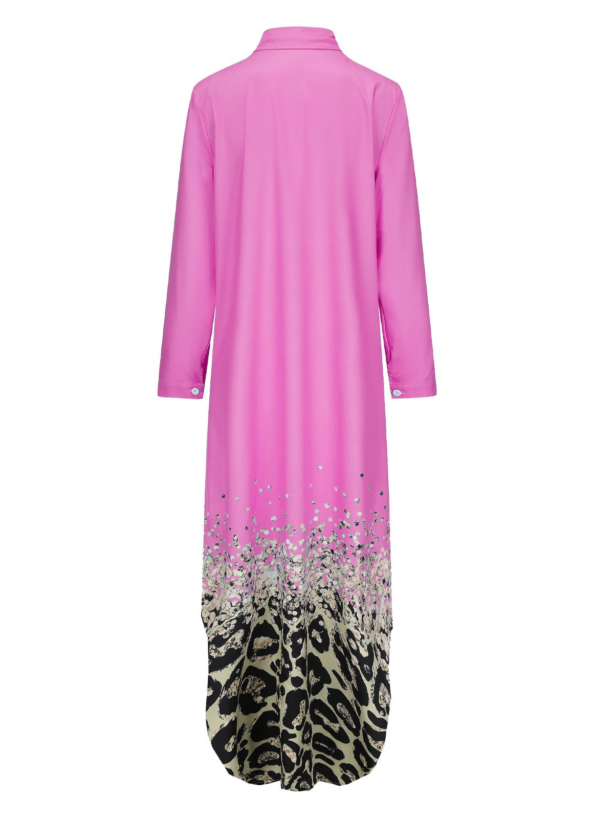 Damen-Kleid, lang, Ärmelhemd, Leopardenmuster, Polyester-3