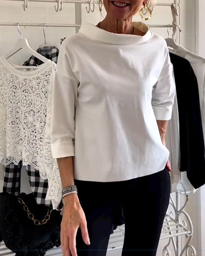 Damen Bluse Hoher Kragen Atmungsaktiver Stoff Vielseitiges Design-3