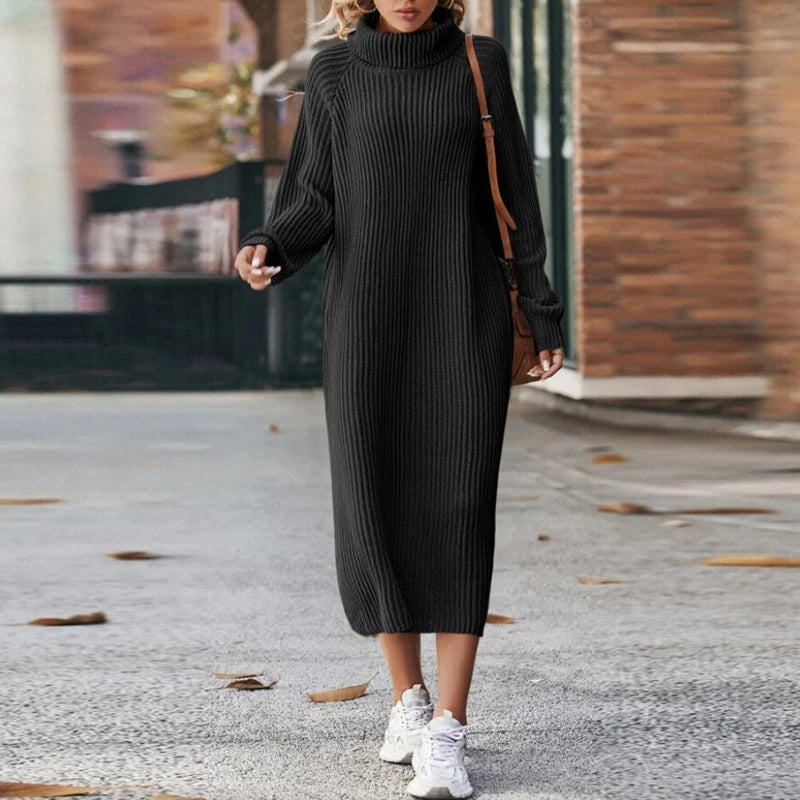 Damen-Lässiges Kleid, atmungsaktives Strickmaterial-4