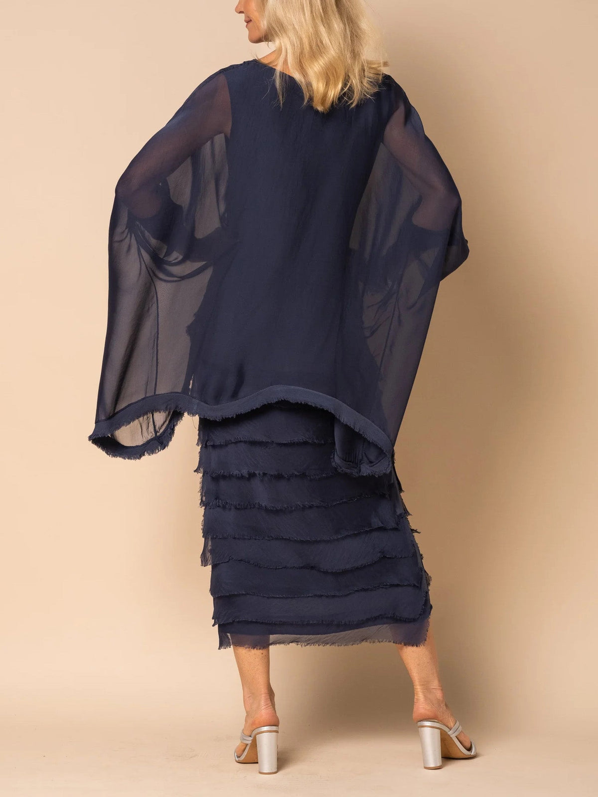 Damen-A-Linien-Kleid, mit Fransen, Polyester, Elasthan-3