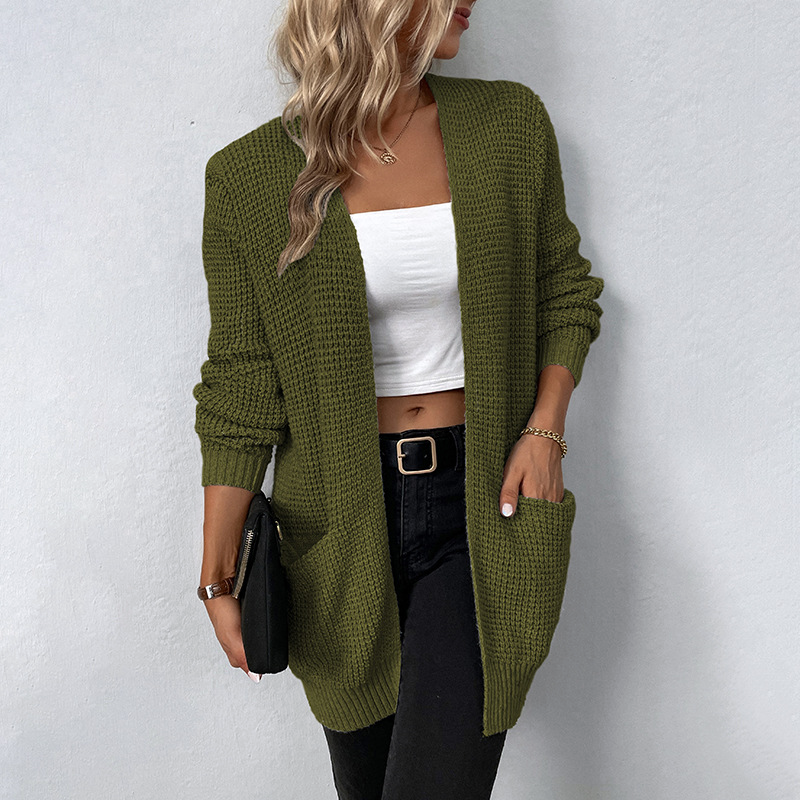 Variant image for Damen-Lange Strickjacke, Cardigan, Hochwertiges Material, Zeitloses Design-11