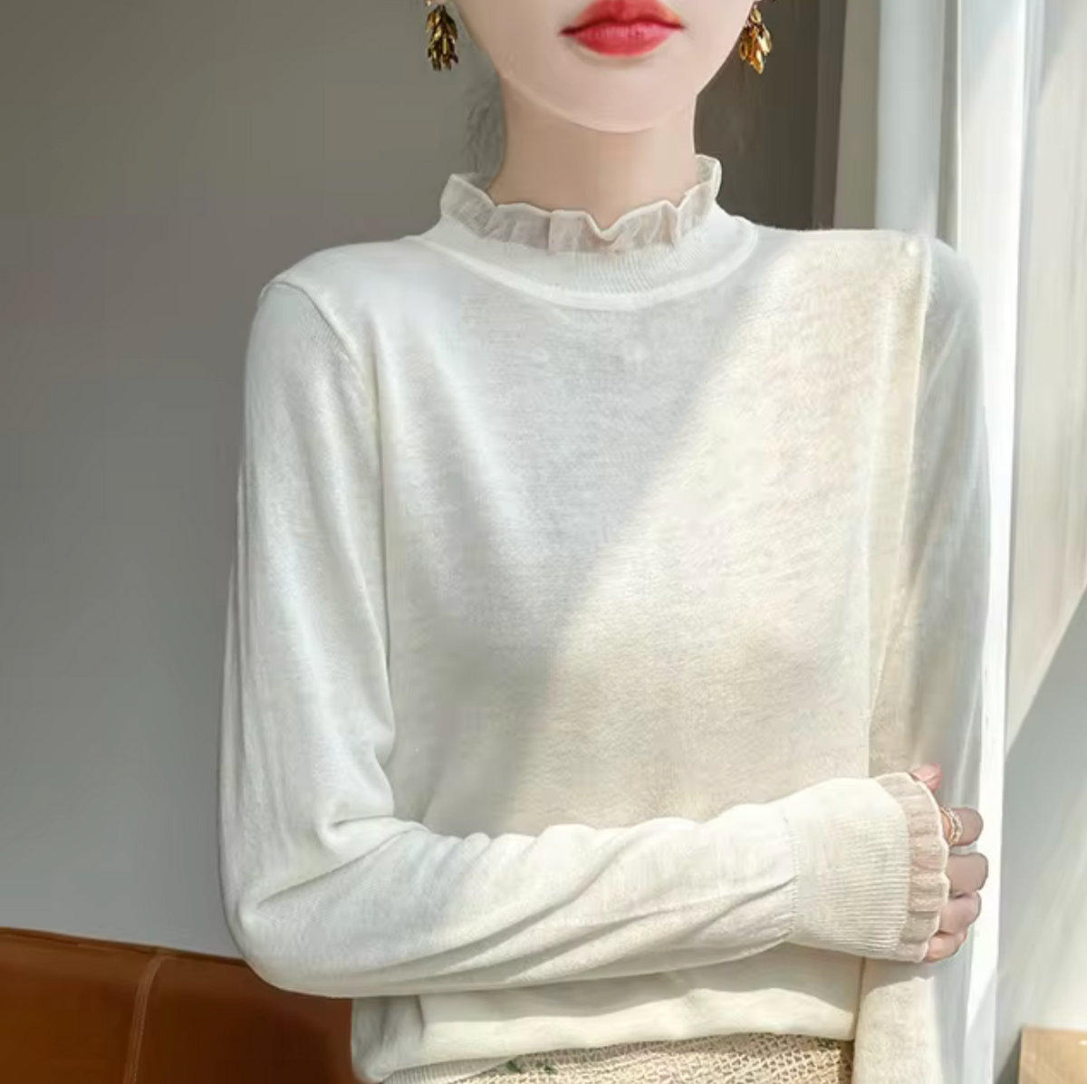 Damen-Rollkragenpullover, breite Passform, aus Kaschmir und Wolle 8