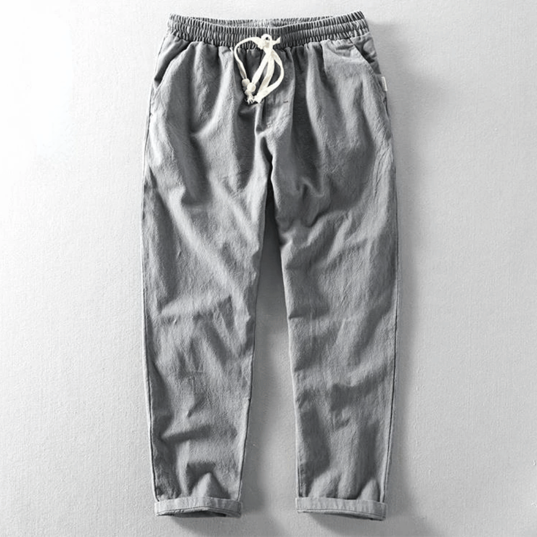 Herren-Leinenhose, leicht, mit lockere Passform, aus hellem Leinen-5