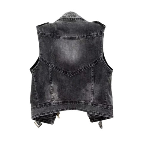 Damen Weste Denim Moderner Stil Vielseitiger Komfort-2