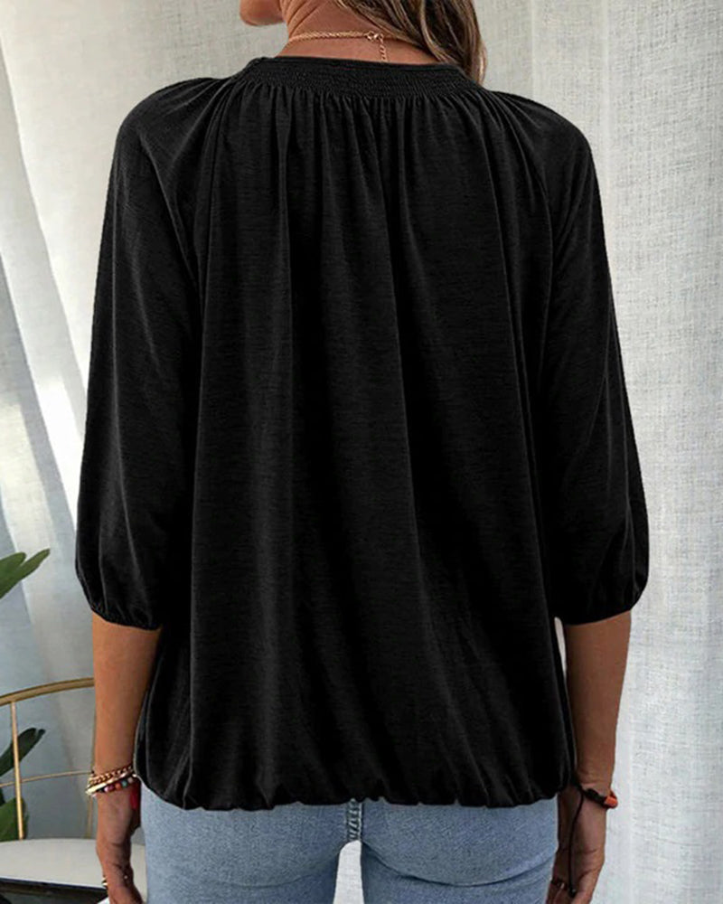 Damenbluse mit Bischofsärmeln aus Hochwertigem Stoff – Elegante Bluse für Büro und Freizeit in S, M, L, XL 3