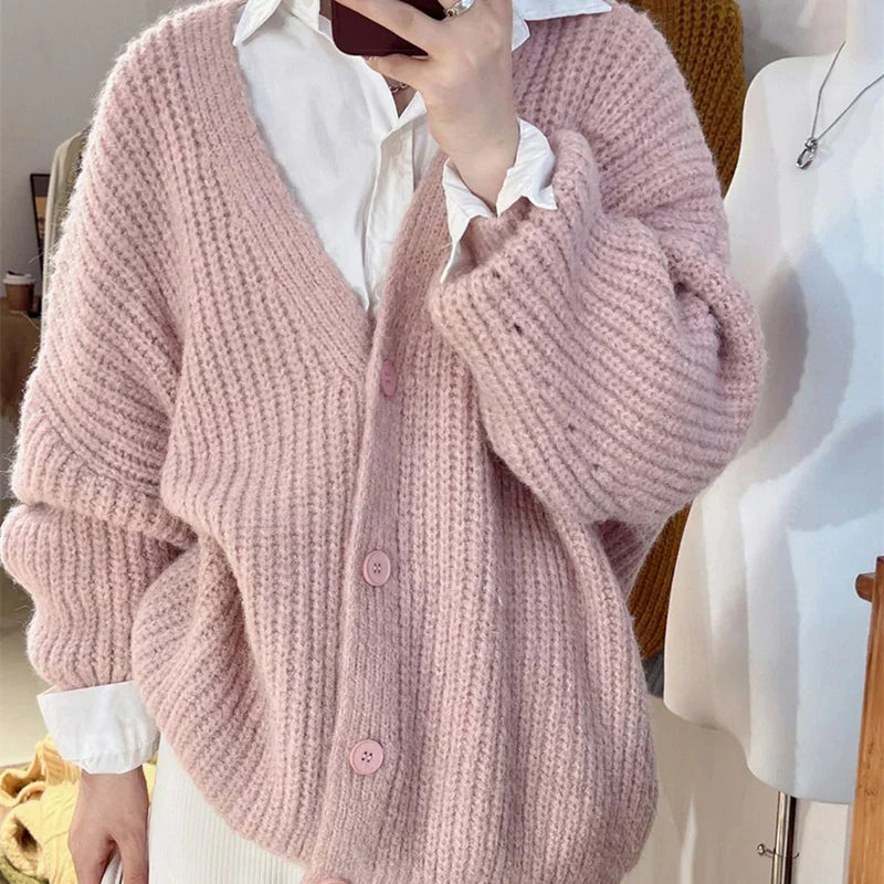 Lange Oversize-Strickjacke für Damen aus Acrylmischung – trendiger Cardigan für Herbst und Winter 4